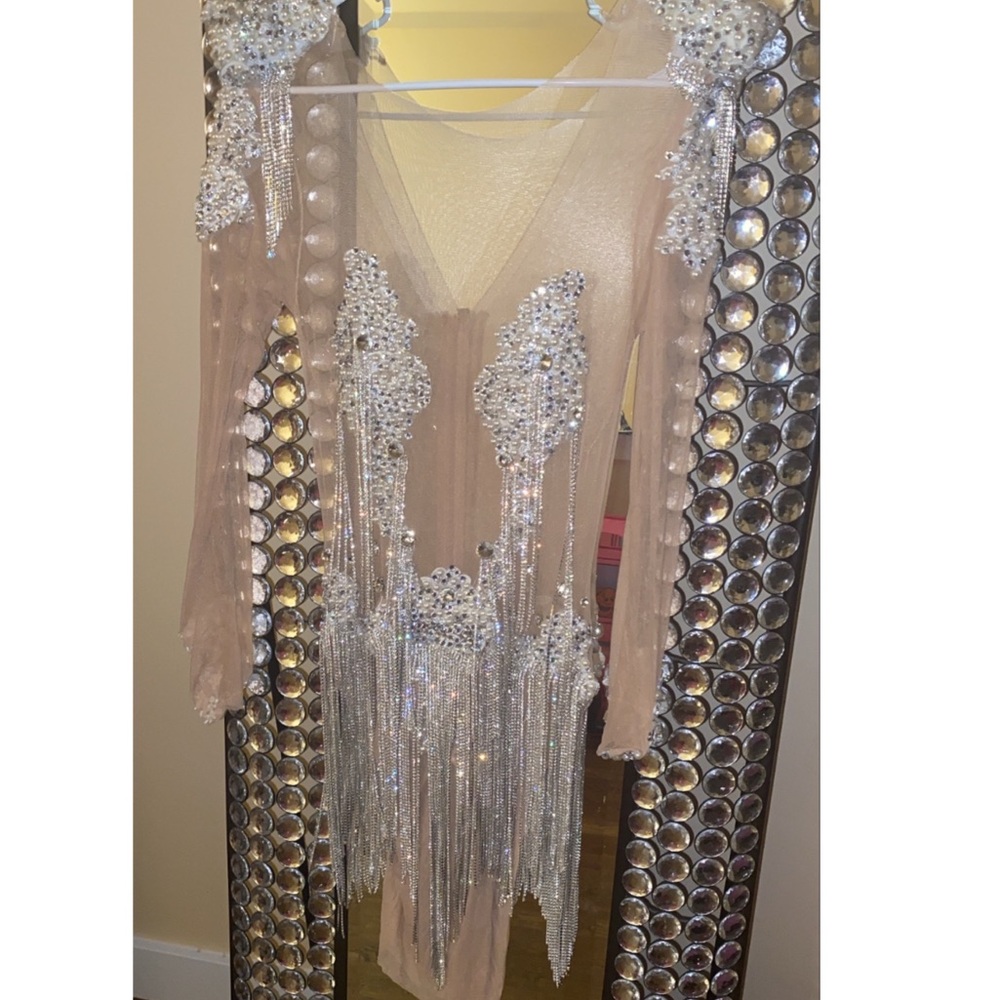 Nude diamond studded dress
